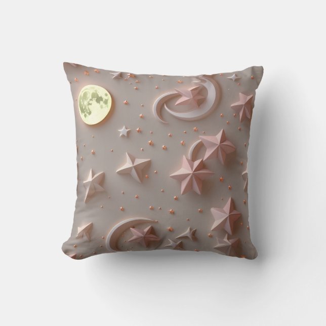 Throw Pillow - Soft Beige Blush Celestial Moon Kissen (Vorderseite)