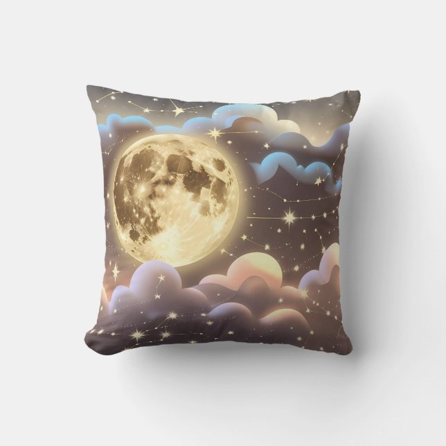 Throw Pillow - Soft Gold Ivory Celestial Moon Kissen (Vorderseite)