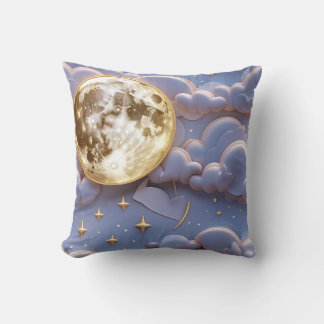 Throw Pillow - Soft Gold Pale Blue Lavender Kissen