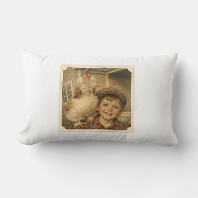 Throw Pillow Sweet Farm Boy Chicken  Lendenkissen (Vorderseite)