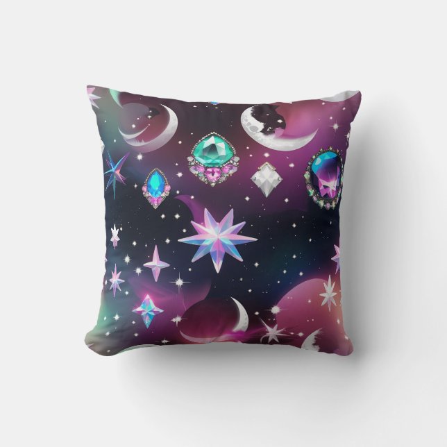 Throw Pillow - Tourmaline Opal Celestial Moon Kissen (Vorderseite)