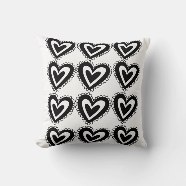 Throw Pillow Valentine's Day Black Heart Kissen (Vorderseite)