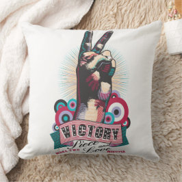 Throw Pillow – Victory Peace & Love Pop-Art Design Kissen