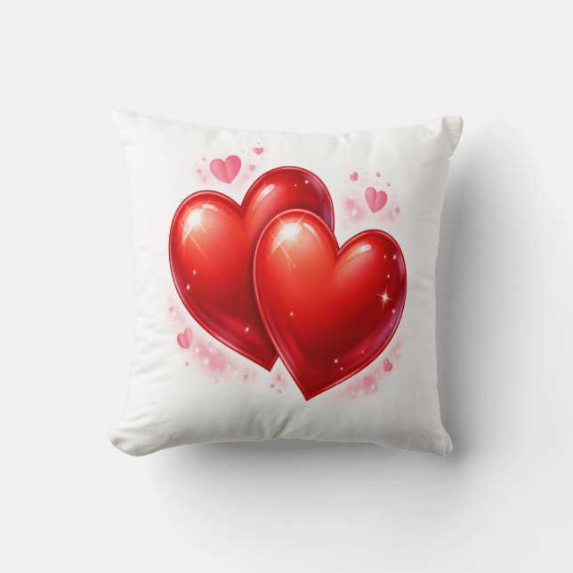 Throw Pillow with hearts, decorative element  Kissen (Vorderseite)
