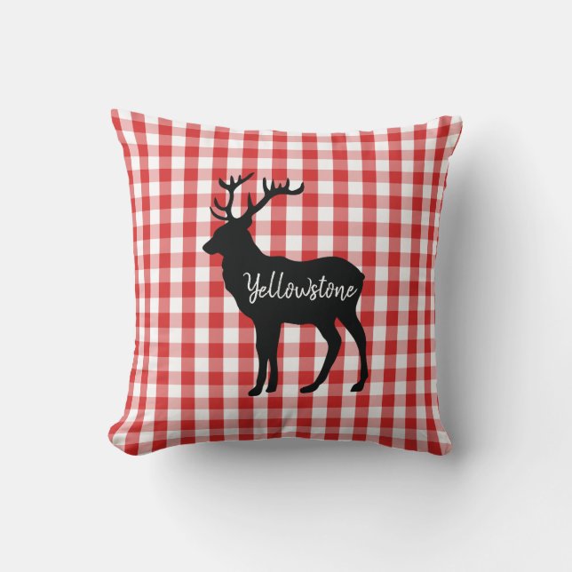 Throw Pillow-Yellowstone-Elch Kissen (Vorderseite)