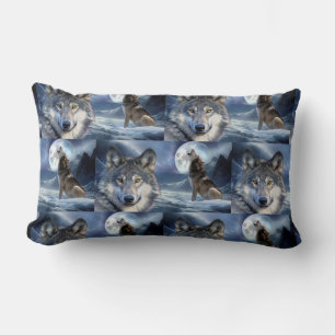 Throw Pillow-Yellowstone Wolf Lendenkissen