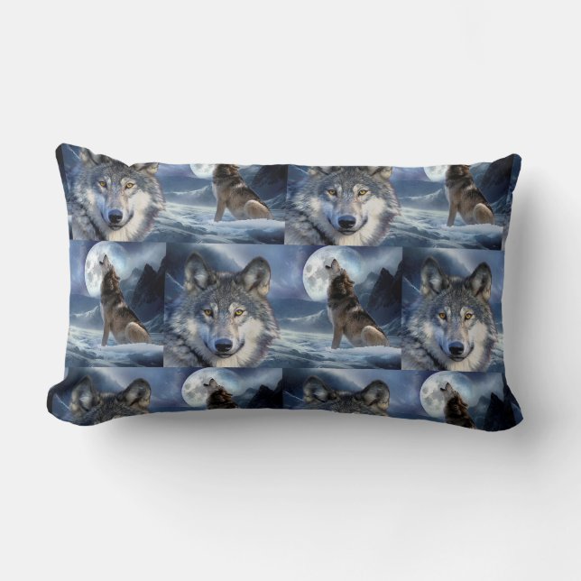 Throw Pillow-Yellowstone Wolf Lendenkissen (Vorderseite)