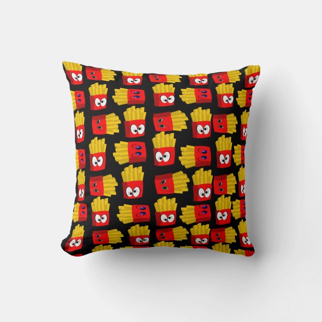 Throw Pillows French Fries Black Red Kissen (Vorderseite)