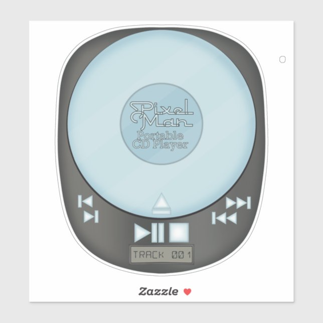 Throwback der 90er Jahre - PixelMan Portable CD Pl Aufkleber (Blatt)