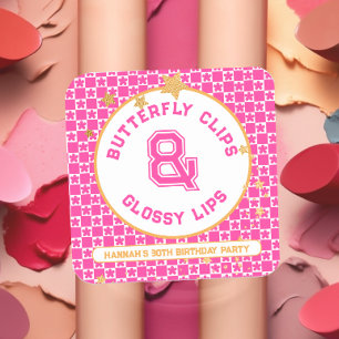 Throwback Lip Gloss Gastgeschenk der 90er Quadratischer Aufkleber