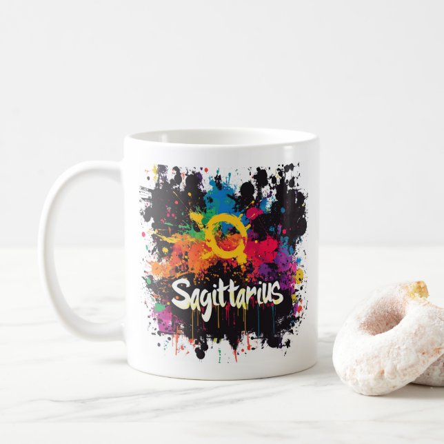 "Throwback Sagittarius der 90er Jahre: Spritzer Pa Kaffeetasse (Mit Donut)