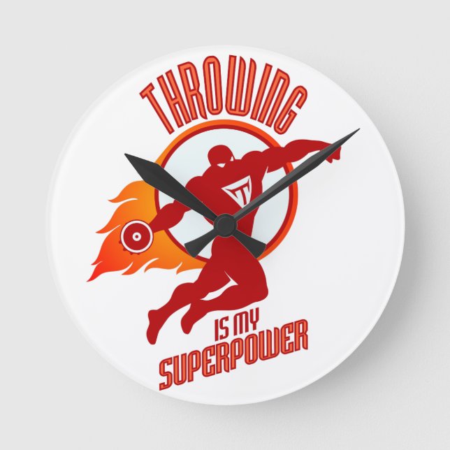 throwing discus is my superpower runde wanduhr (Vorderseite)