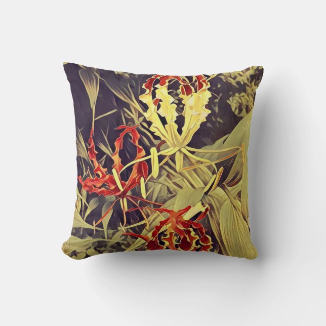 Throwkissen mit Flammen-Blumenmuster Kissen (Vorderseite)