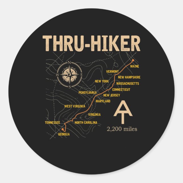 Thruh Hiker Appalachian Trail Wandern Runder Aufkleber (Vorderseite)