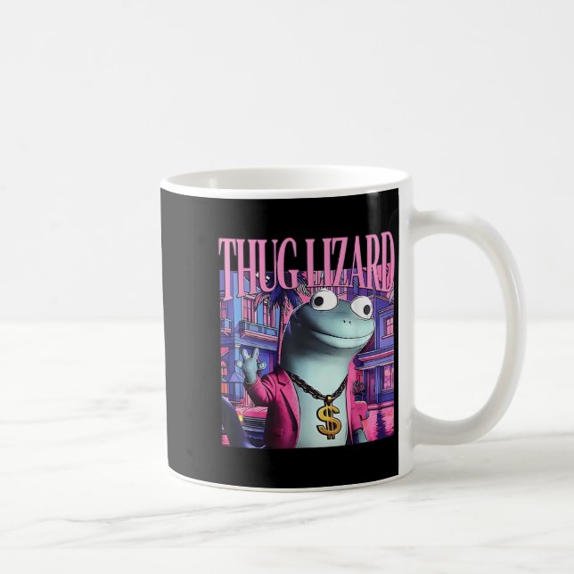 Thug Lizard Funny Weirdcore Animal Lizard L Kaffeetasse (Rechts)