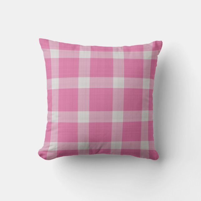 Thulian Pink Gingham Plaid Kissen (Vorderseite)