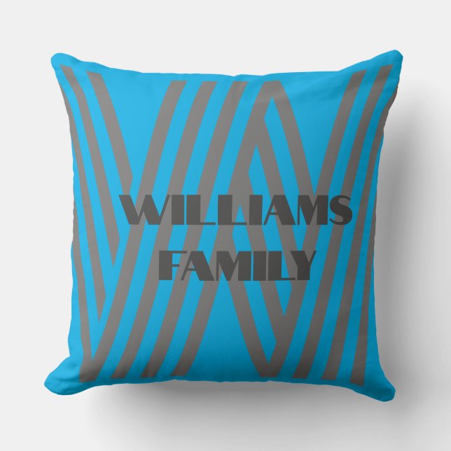 Thulpe benutzerdefinierte Vorlage Blau Monogramm F Kissen (Vorderseite)