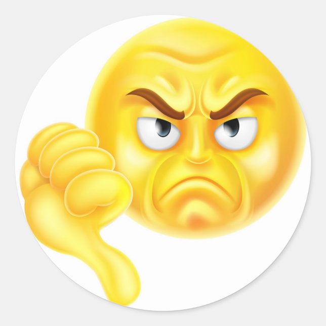 Thumb Down Emoji Runder Aufkleber (Vorderseite)