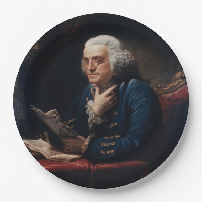 Thumb Portrait, Benjamin Franklin Gründungsvater Pappteller (Vorderseite)