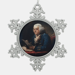 Thumb Portrait, Benjamin Franklin Gründungsvater Schneeflocken Zinn-Ornament
