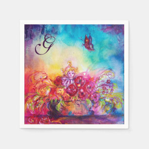 THUMBELINA, BLUME-BASKET UND BÜROFLY-MONOGRAMM SERVIETTE