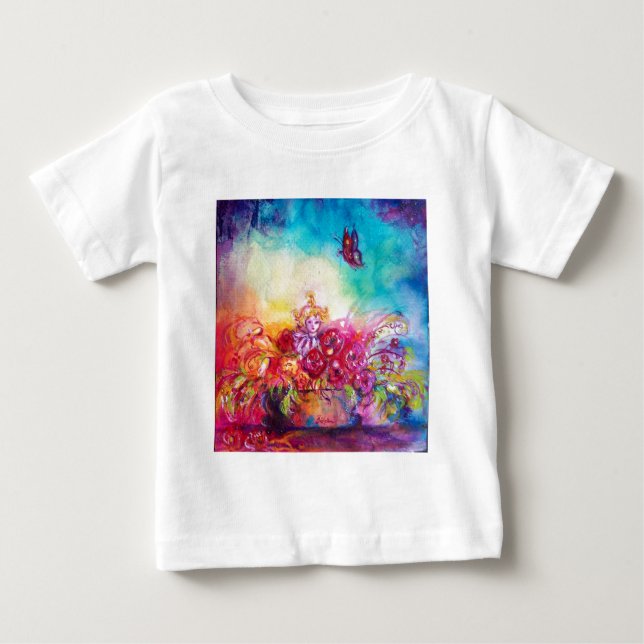 THUMBELINA,BLUME BASKET UND SCHALTFLÄCHE BABY T-SHIRT (Vorderseite)