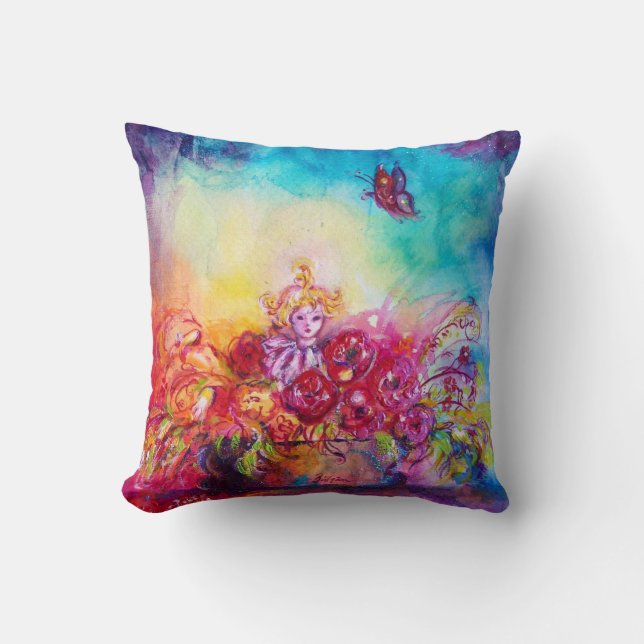 THUMBELINA BLUME BASKET UND SCHALTFLÄCHE KISSEN (Vorderseite)