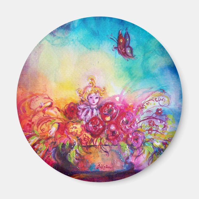 THUMBELINA, BLUME BASKET UND SCHALTFLÄCHE MAGNET (Vorne)