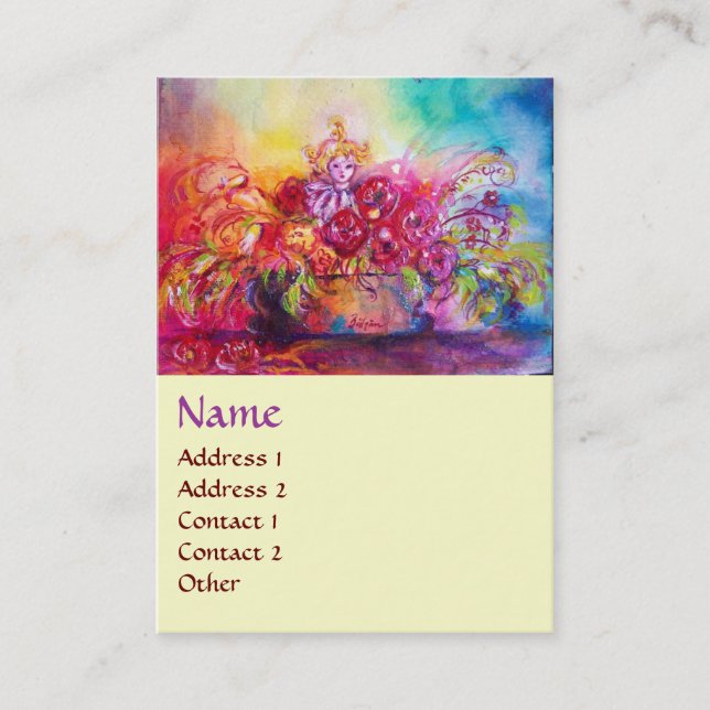 THUMBELINA, BLUME BASKET UND SCHALTFLÄCHE VISITENKARTE (Vorderseite)