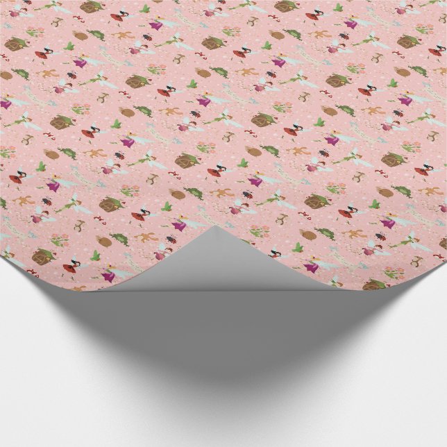 Thumbelina Fairies Blume Engel Rosa/Goldbarsch Gli Geschenkpapier (Ecke)
