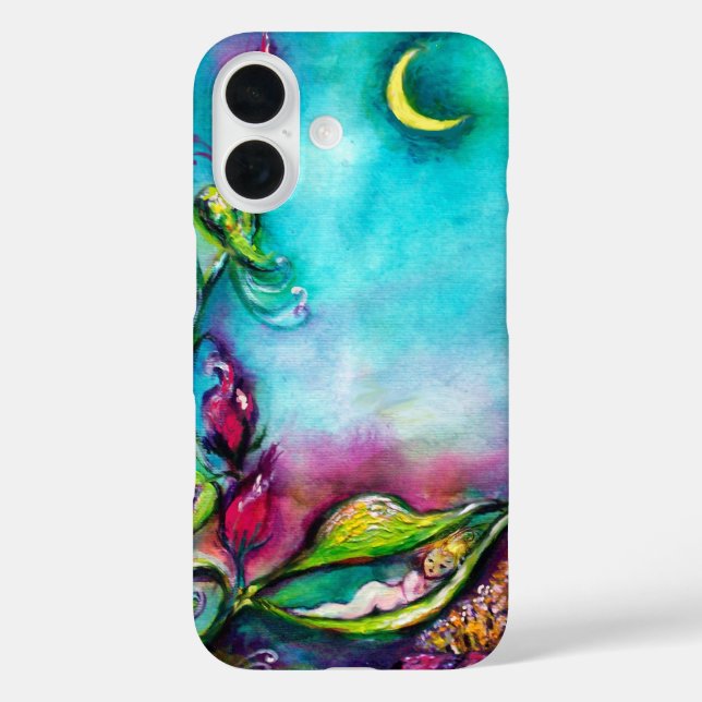 THUMBELINA SCHLAFEN ZWISCHEN BLÄTTER DER ROSE iPhone 16 HÜLLE (Rückseite)