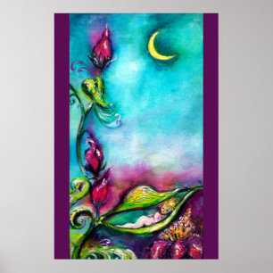 THUMBELINA SCHLAFEN ZWISCHEN BLÄTTER DER ROSE POSTER