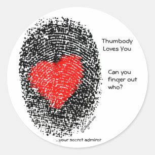 Thumbody Lieben Sie Herz-Fingerabdruck-Aufkleber Runder Aufkleber