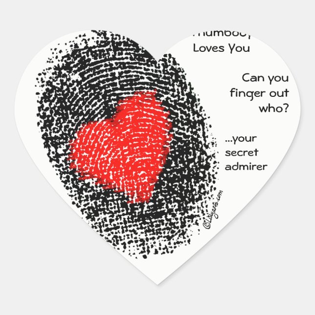 Thumbody Vous Aime Coeur Forme Doigt Sticker (Devant)