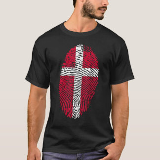 Thumbprint Fingerprint Dänemark Flag T-Shirt