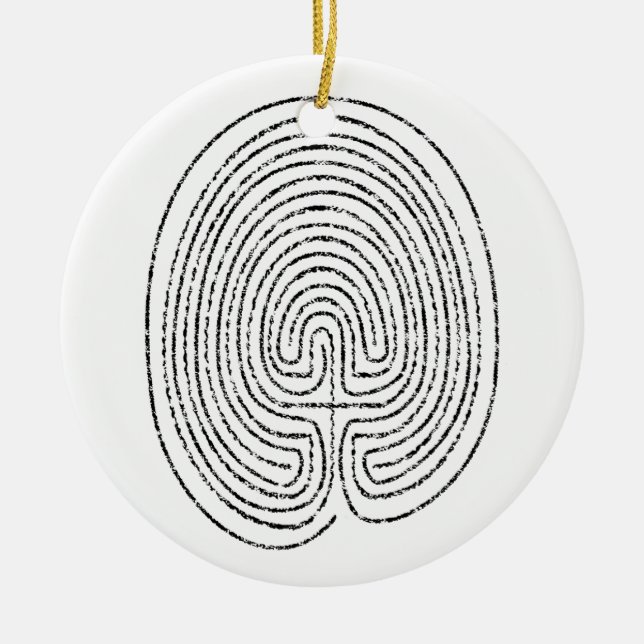 Thumbprint Labyrinth Keramik Ornament (Vorne)