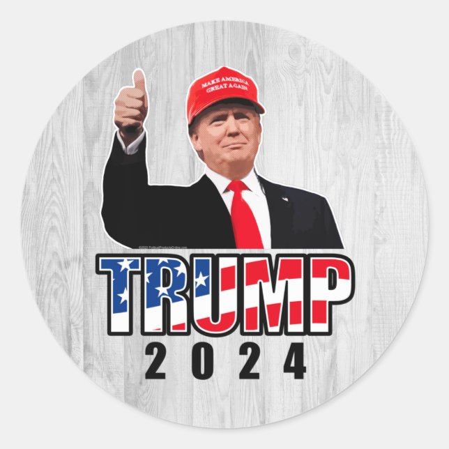 Thumbs Up Donald Trump 2024 Runder Aufkleber (Vorderseite)