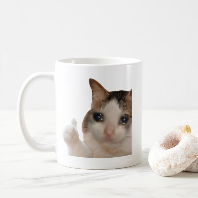 Thumbs Up Ok Cat Meme Mug Double Sided (Avec donut)