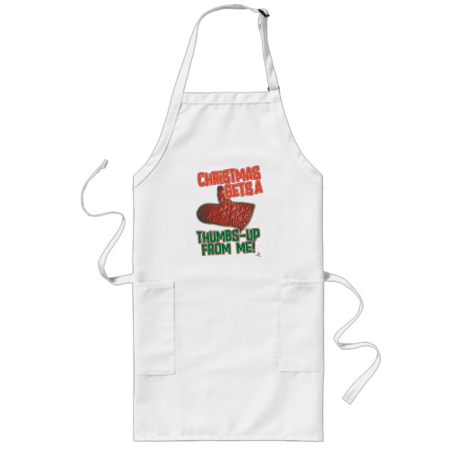 Thumbs Up Oven Mitt Weihnachts Slogan Joy Lange Schürze (Vorne)