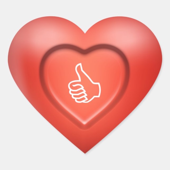 Thumbs Up Sign Red Herz-Aufkleber (Vorderseite)