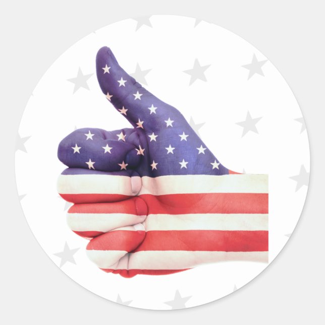 Thumbs Up USA Runder Aufkleber (Vorderseite)