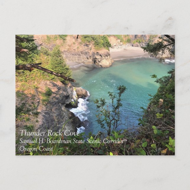 Thunder Rock Cove, Samuel H. Boardman, Oregon Postkarte (Vorderseite)
