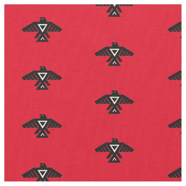 Thunderbird Pattern Red Fabric Stoff (Nahaufnahme)