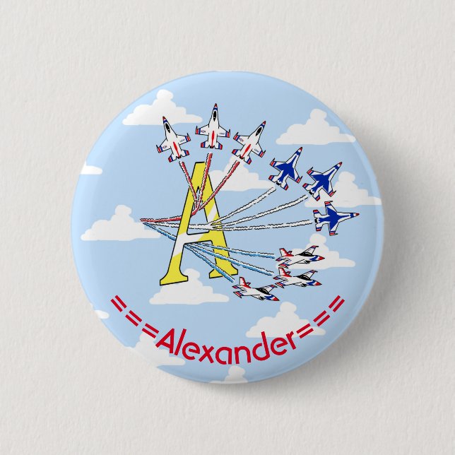 Thunderbirds Blue Sky Letter A Initiales Abzeichen Button (Vorderseite)