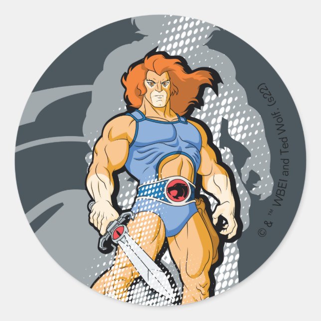 ThunderCats | Lion-O Halfttone Shadow Graphic Runder Aufkleber (Vorderseite)