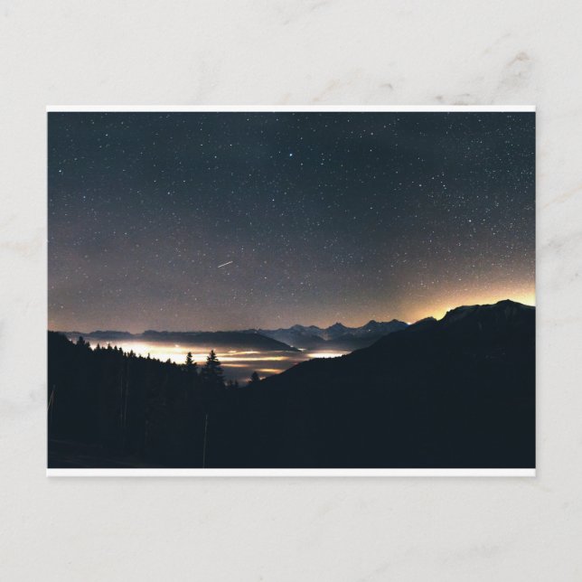 Thunersee, Schweiz & Starry Sky Postkarte (Vorderseite)