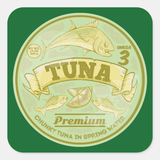 Thunfisch zum Pop von Dosenfisch Quadratischer Aufkleber (Vorderseite)