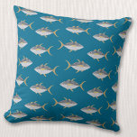 Thunfischmuster Kissen<br><div class="desc">Ein lustiges Muster von Thunfisch mit einem frechen Lächeln, perfekt für diejenigen, die Fisch, Essen und Angeln Liebe. Originelle Kunst von Nic Squirrell.</div>