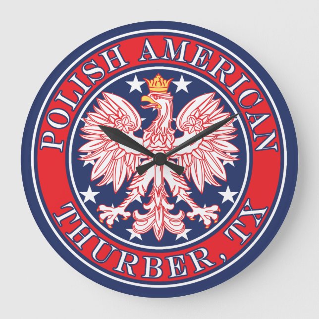 Thurber Texas Polnischer Adler Große Wanduhr (Vorderseite)