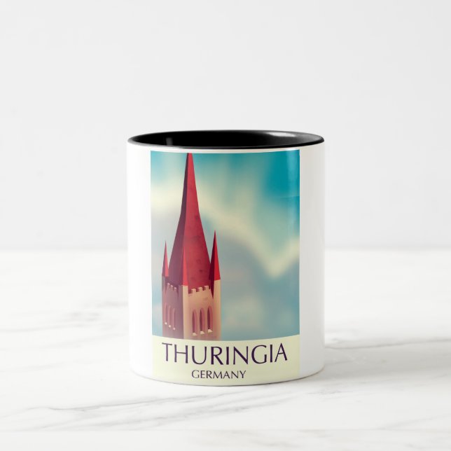 Thüringen Deutschland Reiseplakat Zweifarbige Tasse (Mittel)